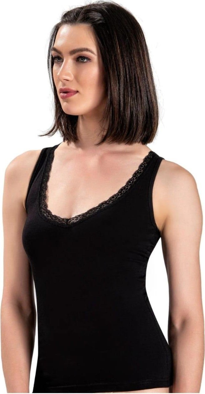 Jiber 617 Women's V Neck Wide Strap Lace Undershirt 12 Pieces  - Image 2