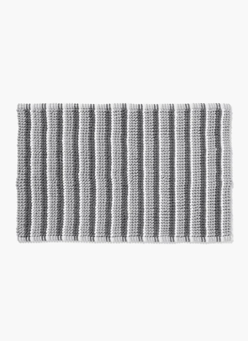 ماتلان Grey Stripe Chenille Bath Mat (50cm x 80cm)