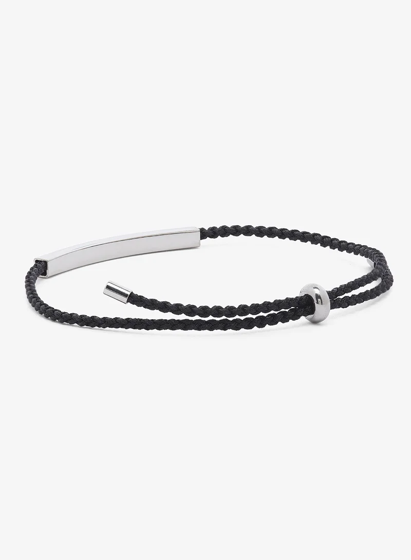 Seventy Five Braided Rope Bracelet With Metal Bar Accent