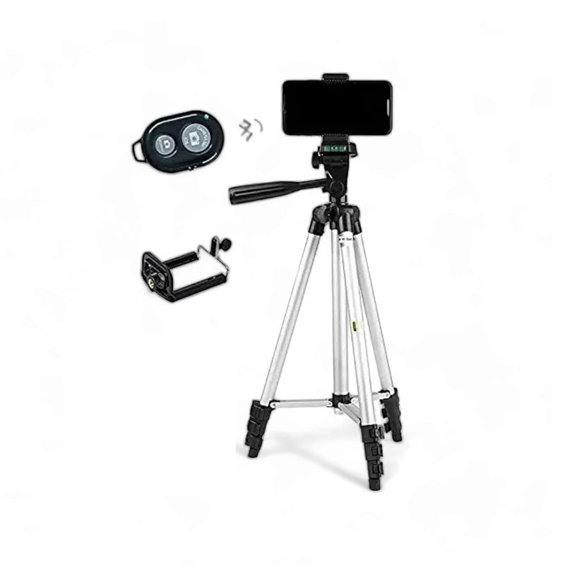 TPZ Tripod Combo with Shutter Button and Mobile Holder, Professional Lightweight Camera Stand with Adjustable Height and 3-Way Pan/Tilt Head - Image 1