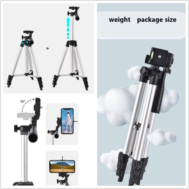 TPZ Tripod Combo with Shutter Button and Mobile Holder, Professional Lightweight Camera Stand with Adjustable Height and 3-Way Pan/Tilt Head - Image 5