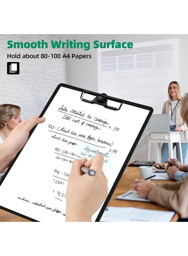 FRETONBA Plastic Clipboard with Low Profile Clip, 2 Pack Hanging Clipboard with Pen Holder, A4 Standard Letter Size,Black - Image 4