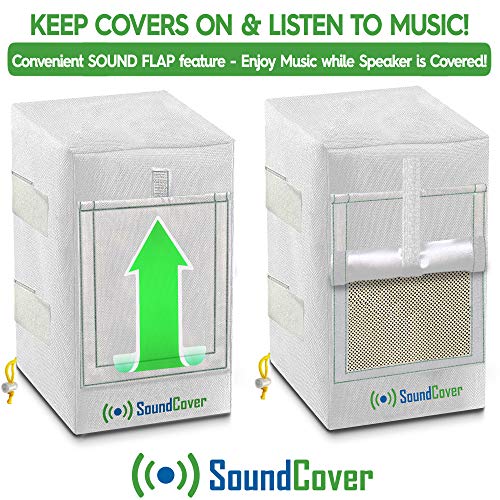 SoundCover غطاء مكبرات صوت خارجي مقاوم للماء 600D باللون الأبيض - يناسب مكبرات الصوت المثبتة على حامل C - يناسب Klipsch AW-650 و Polk Atrium 8 SDI و Definitive Technology AW 6500 (الأبعاد القصوى: الارتفاع 15" × العرض 9.45" × العمق 11") - Image 4