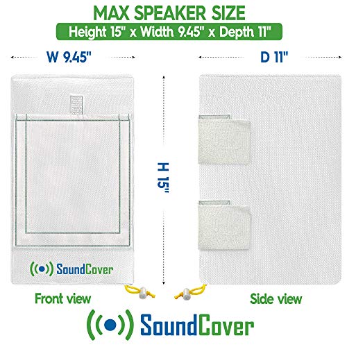 SoundCover غطاء مكبرات صوت خارجي مقاوم للماء 600D باللون الأبيض - يناسب مكبرات الصوت المثبتة على حامل C - يناسب Klipsch AW-650 و Polk Atrium 8 SDI و Definitive Technology AW 6500 (الأبعاد القصوى: الارتفاع 15" × العرض 9.45" × العمق 11") - Image 2