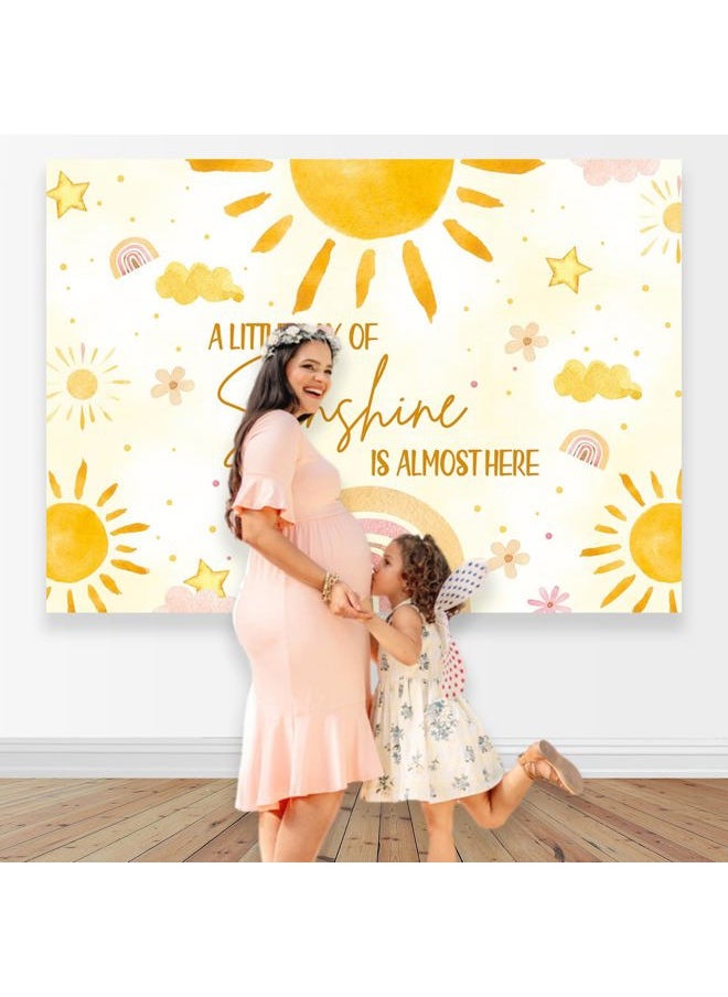 Mocsicka Sunshine Baby Shower Backdrop 7x5ft Sunshine Theme Baby Shower Backdrop Party Decorations Background Little Ray of Sunshine Party Backdrop Cake Table Decorations  - Image 3