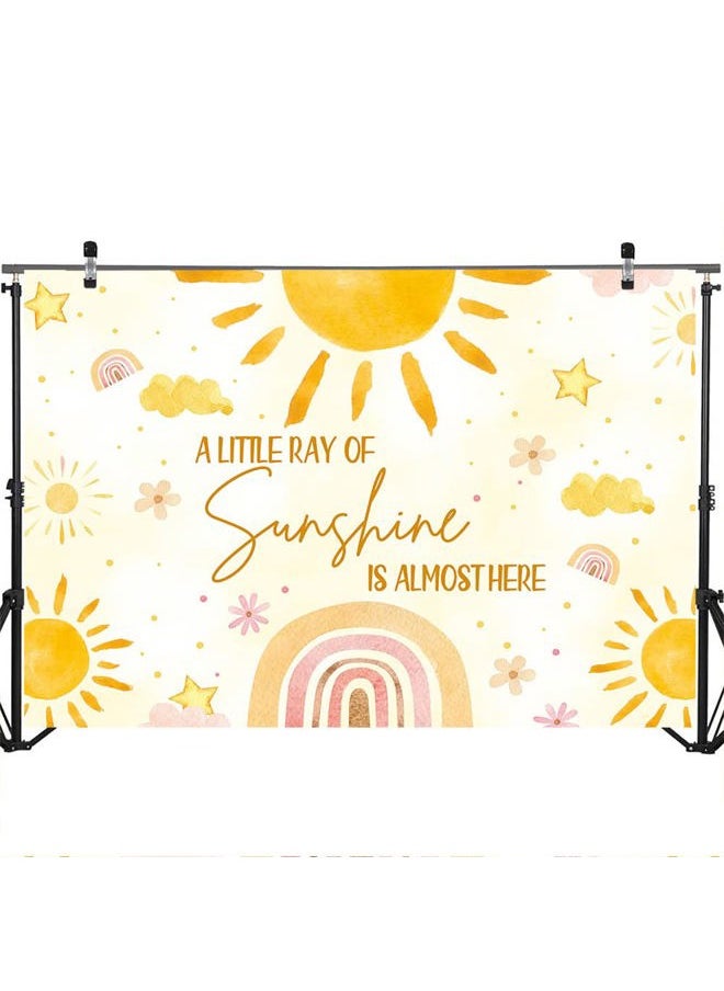 Mocsicka Sunshine Baby Shower Backdrop 7x5ft Sunshine Theme Baby Shower Backdrop Party Decorations Background Little Ray of Sunshine Party Backdrop Cake Table Decorations  - Image 4