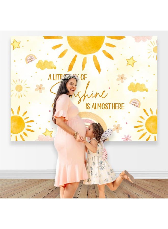 Mocsicka Sunshine Baby Shower Backdrop - 7x5ft Sun Theme Baby Shower Party Decorations Background - Little Ray of Sunshine Party Backdrop Cake Table Decorations - Image 3