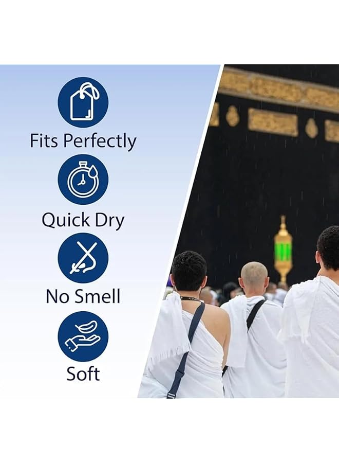 Fabienne Ihram Towel 2 Pc Mid Size Ihram for Teen Boys & Short Men Ihram for Hajj & Umrah 165x110cm Soft Absorbent Lightweight & Comfortable Pilgrimage Youth Towel Ihram for Boys Large - Image 4