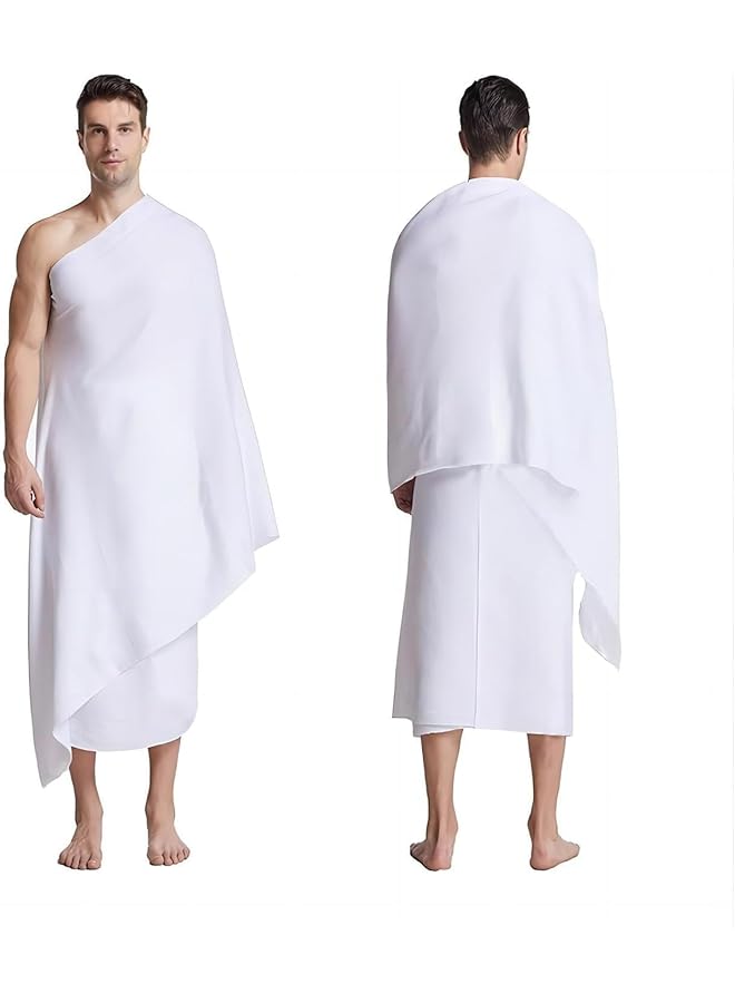 Fabienne Ihram Towel 2 Pc Mid Size Ihram for Teen Boys & Short Men Ihram for Hajj & Umrah 165x110cm Soft Absorbent Lightweight & Comfortable Pilgrimage Youth Towel Ihram for Boys Large - Image 2
