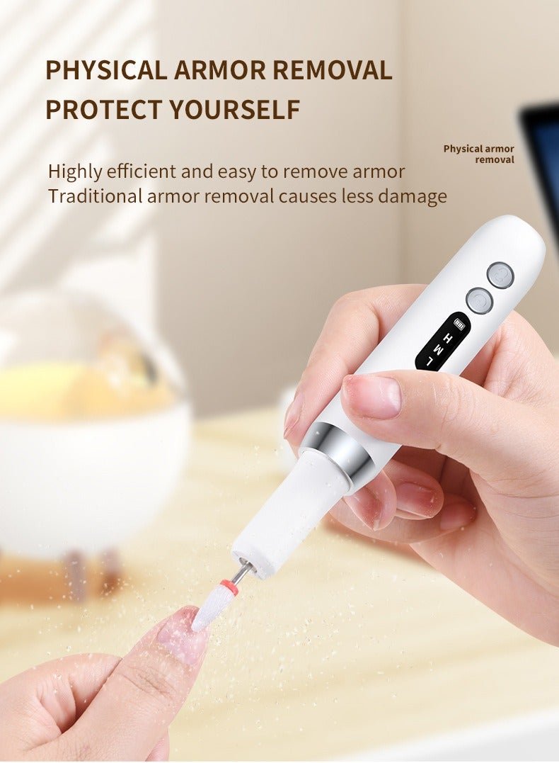كيبانج مثقاب كهربائي للنails، مثقاب كهربائي متنقل لتنعيم الأظافر قابل للشحن مثقاب أظافر كيت للنails تلميع الأظافر لفن الأظافر تلميع للأظافر الصناعية والجلي نتفتيش مكياج الأظافر والقدمين (بيج) - Image 2