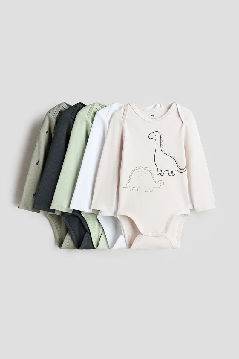 اتش اند ام بودي سوت بأكمام طويلة - عبوة من 5 قطع