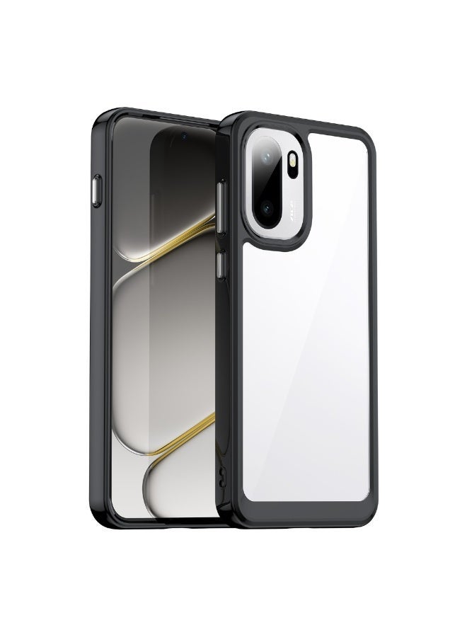 جراب OnePlus Ace 6T / OnePlus Ace 6 / OnePlus 15R – كفر حماية مقاوم للصدمات مع ظهر أكريليك شفاف وإطار أسود وحواف TPU – تصميم متين - Image 1