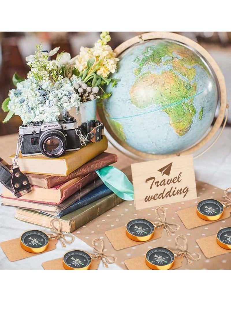 SYOSI 10Pcs Compass Wedding Favors for Guests, Compass Souvenir Gift with Kraft Tags for Travel Themed Party Decorations - Image 2