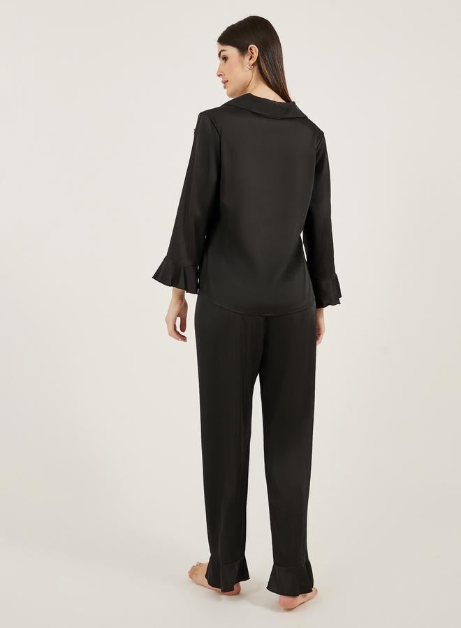 Styli Styli Satin Pajama Set with Butterfly Detail  - Image 4