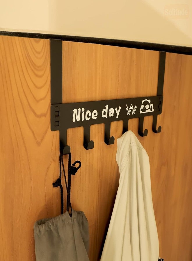 QUEBERS Over The Door Hooks Door Hanger - 6 Hooks Sturdy Metal Over Door Hooks for Hanging Clothes Coats, Hats, Robes, Towels (Black, 1) (2) - Image 4