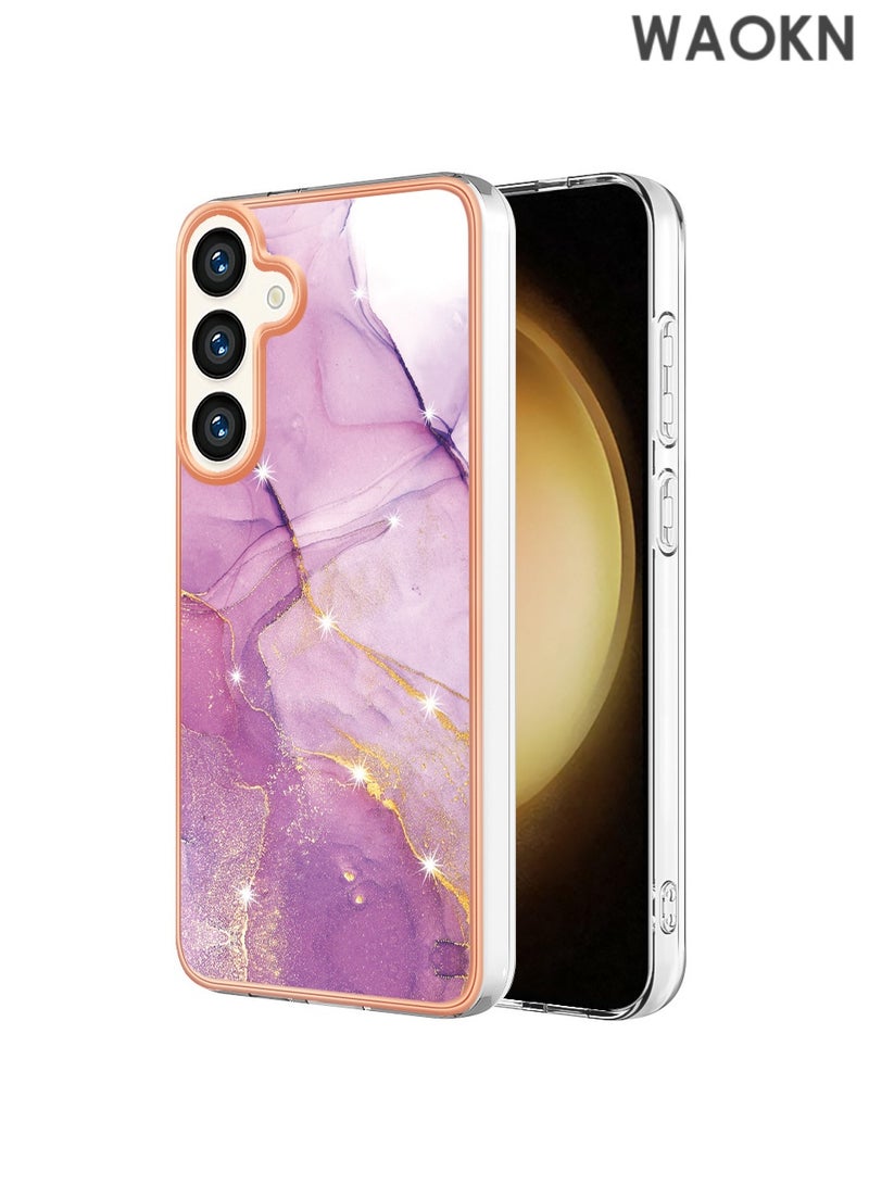 WAOKN Compatible with Samsung A55 5G Anti-Fall Drop Phone Case , Personalized Electroplated Luxury Shiny Marble Slim Shockproof Flexible Phone Cases Scratch-Proof Shockproof Back Protective Cover Translucent Protection Phone Case Pink. - Image 1