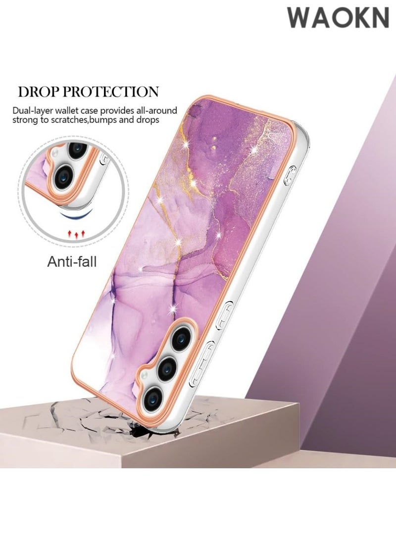 WAOKN Compatible with Samsung A55 5G Anti-Fall Drop Phone Case , Personalized Electroplated Luxury Shiny Marble Slim Shockproof Flexible Phone Cases Scratch-Proof Shockproof Back Protective Cover Translucent Protection Phone Case Pink. - Image 4