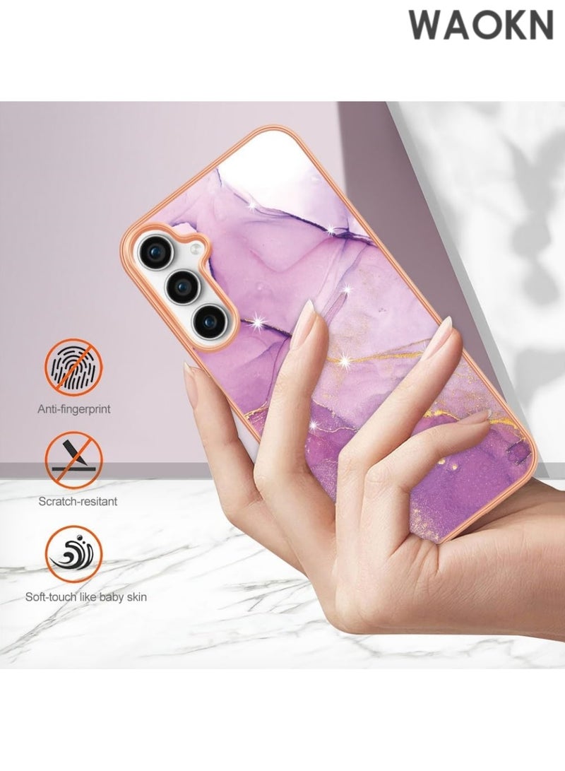 WAOKN Compatible with Samsung A55 5G Anti-Fall Drop Phone Case , Personalized Electroplated Luxury Shiny Marble Slim Shockproof Flexible Phone Cases Scratch-Proof Shockproof Back Protective Cover Translucent Protection Phone Case Pink. - Image 3