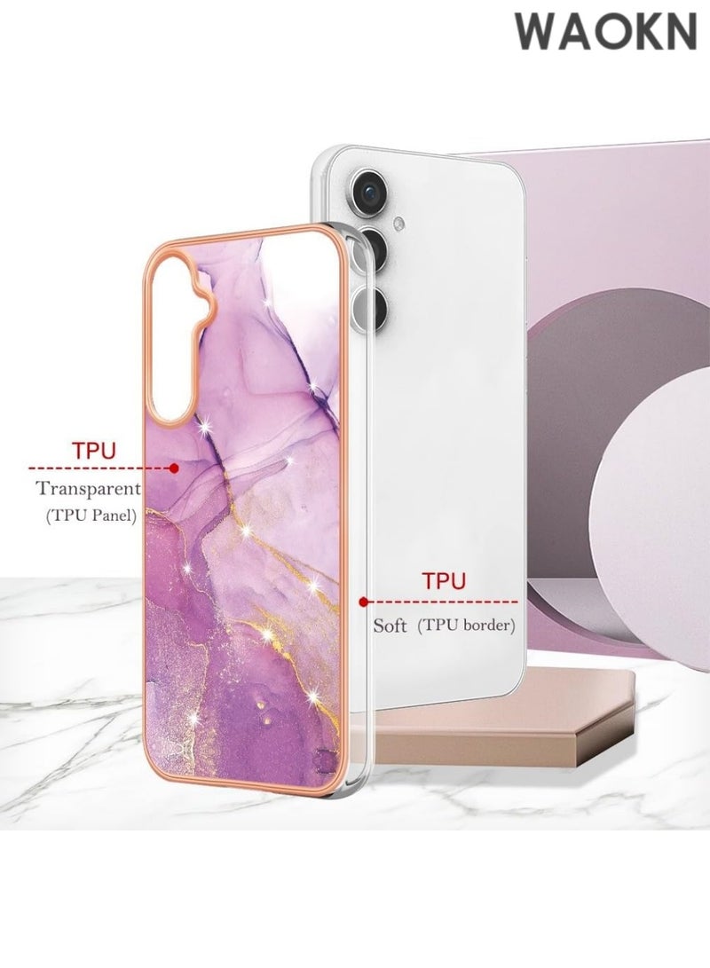 WAOKN Compatible with Samsung A55 5G Anti-Fall Drop Phone Case , Personalized Electroplated Luxury Shiny Marble Slim Shockproof Flexible Phone Cases Scratch-Proof Shockproof Back Protective Cover Translucent Protection Phone Case Pink. - Image 5