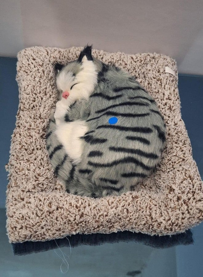 BOGEN LITE لعبة قطة بوجن لايت القطيفة مع صوت محاكاة الضغط، لعبة قطة محشوة بعيون مفتوحة مع صوت للأطفال، مناسبة لتزيين لوحة القيادة في السيارة ومكتب العمل (لون بني فاتح) - Image 1