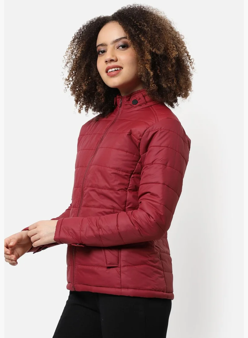 Campus Sutra Women's Puffer Regular Fit Bomber Jacket For Winter Wear