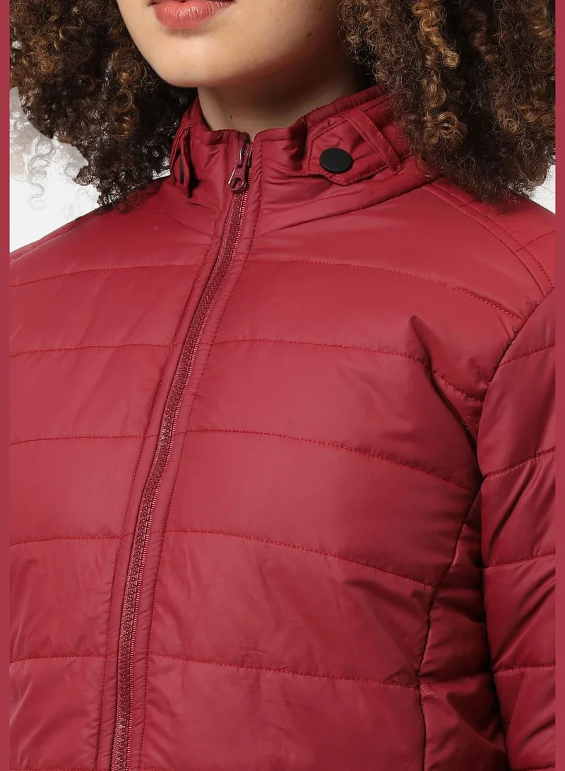 Campus Sutra Women's Puffer Regular Fit Bomber Jacket For Winter Wear