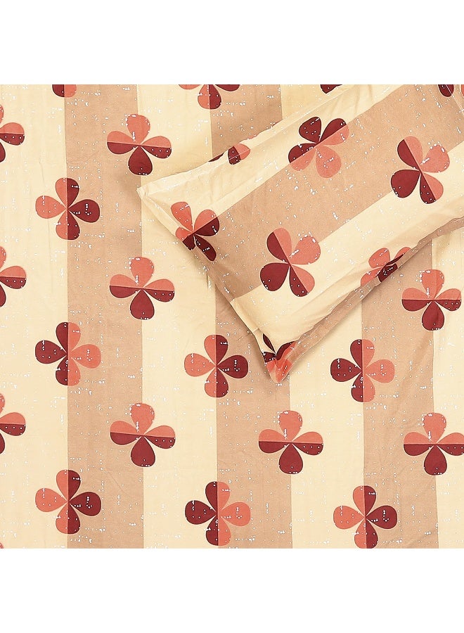 Status Contract Spring Summer Collection-Cotton Rich Double Bedsheet with 2 Pillow Covers for Bed Room, Home, Hotel-120 GSM | (Orange Clover), 120 Tc - Image 1