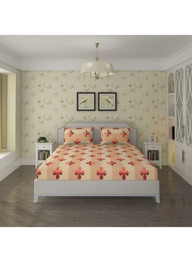 Status Contract Spring Summer Collection-Cotton Rich Double Bedsheet with 2 Pillow Covers for Bed Room, Home, Hotel-120 GSM | (Orange Clover), 120 Tc - Image 5