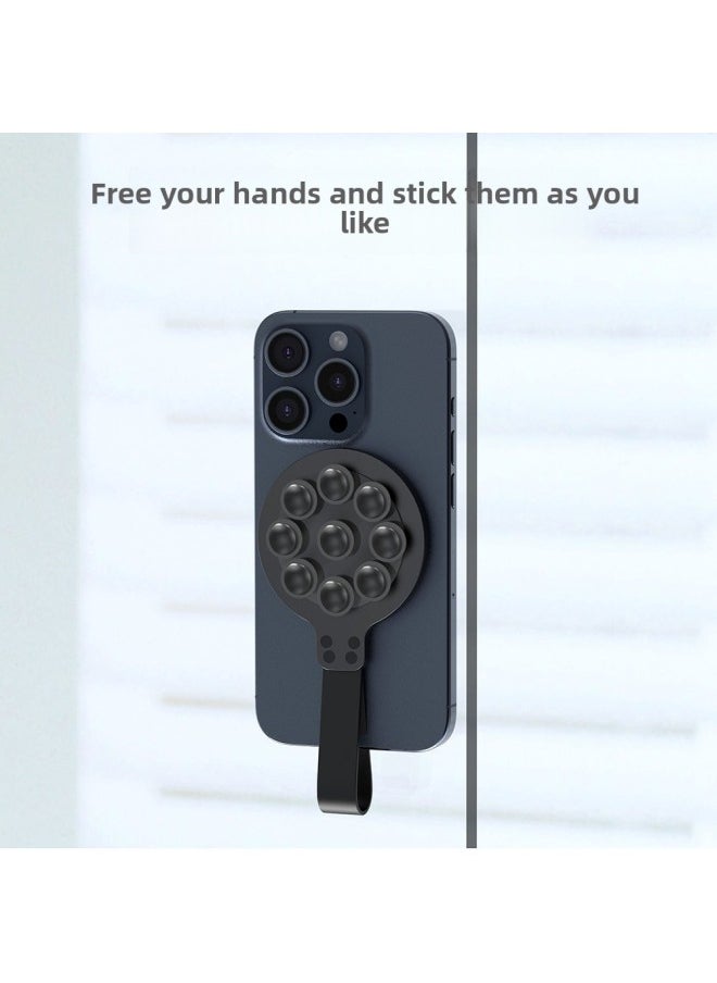 Generic Bathroom Kitchen Mirror Double-sided Adsorption Silicone Suction Cup Strong Magnetic Suction Mobile Phone Holder Small Portable Sturdy And Stable-Color:Magnetic Stand Orange  - Image 4