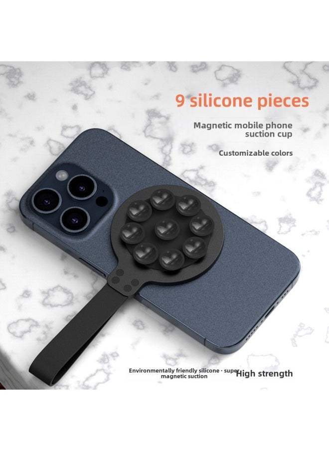 Generic Bathroom Kitchen Mirror Double-sided Adsorption Silicone Suction Cup Strong Magnetic Suction Mobile Phone Holder Small Portable Sturdy And Stable-Color:Magnetic Stand Orange  - Image 2