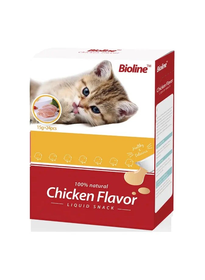 بايولاين مكافآت بيولاين للقطط ١٥ جم × ٢٤ [نكهة - دجاج]