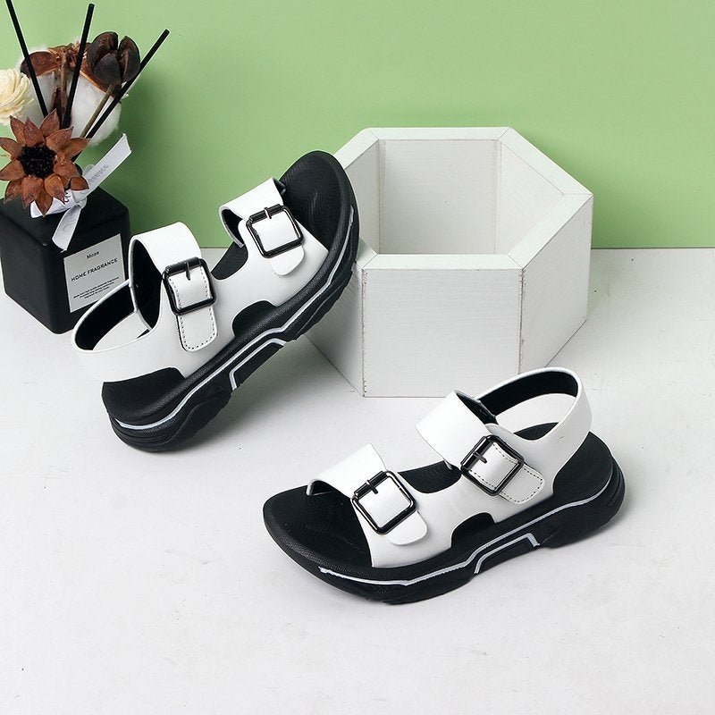 Boys' Sandals New Thick-Soled Leather Non-Slip Beach Summer Outdoor Casual Children's Two-Way Wear Girls' Toddler Shoes