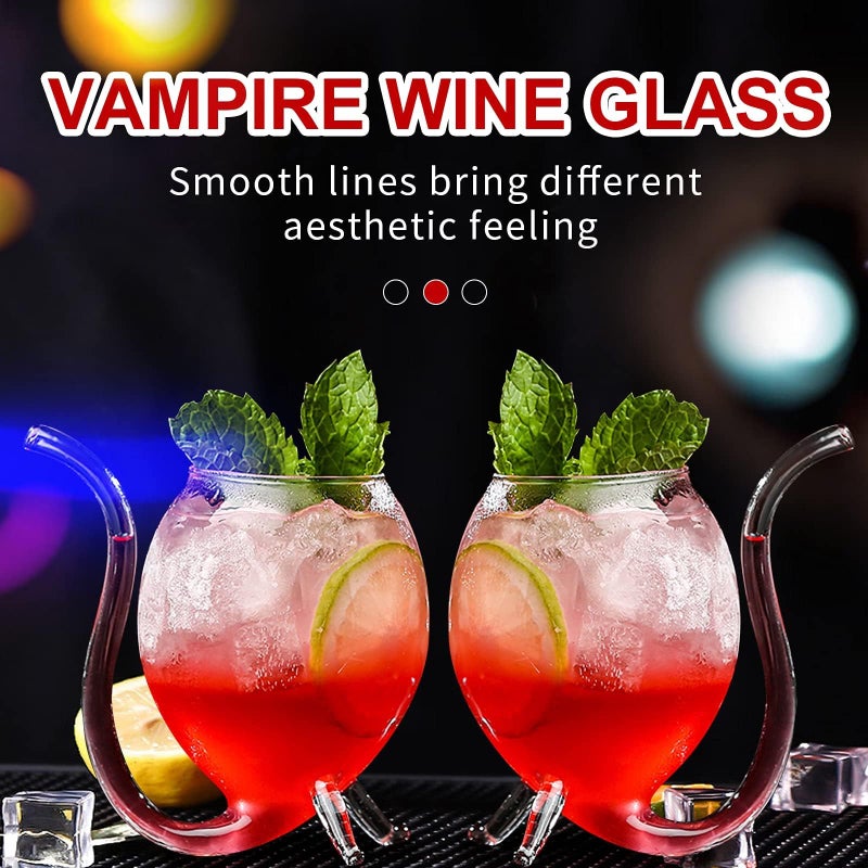 INFTYLE Vampire Wine Glass Set of 2 Cocktail Glass 12oz with Drinking Tube Straw Creative Glass Decanter Cups Mugs for Wine Champagne Juice Home Bar Party Club Glassware Barware Tool - Image 5