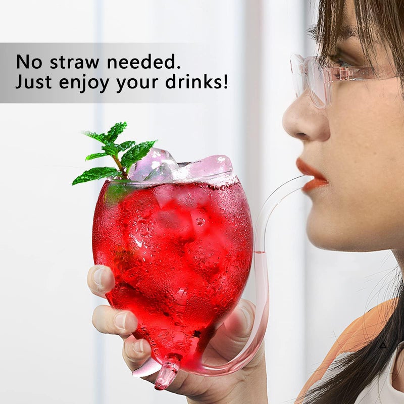 INFTYLE Vampire Wine Glass Set of 2 Cocktail Glass 12oz with Drinking Tube Straw Creative Glass Decanter Cups Mugs for Wine Champagne Juice Home Bar Party Club Glassware Barware Tool - Image 3