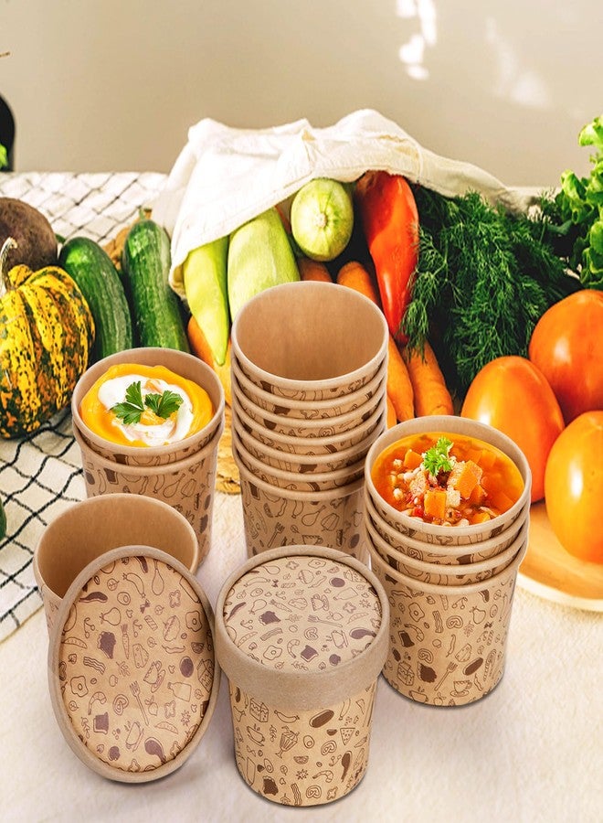 Cedilis 50 Pack Paper Containers with Lids, To Go Paper Soup Container, Disposable Kraft Food Cup for Hot or Cold Soup, Ice Cream, Yogurt (8oz) - Image 4