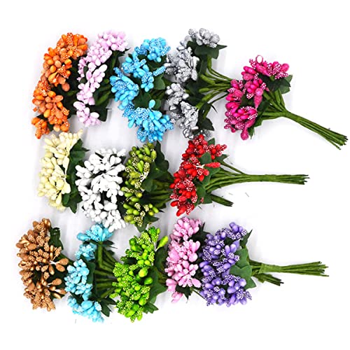 Excellentcrafts Artificial Pollen Flowers for Tiara Making & Jewelry Making Pack of 144 Pollen Multi/Mix Colour (12 Bunch of 12 Pollen Each) - Image 3