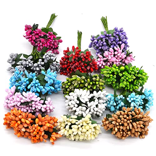 Excellentcrafts Artificial Pollen Flowers for Tiara Making & Jewelry Making Pack of 144 Pollen Multi/Mix Colour (12 Bunch of 12 Pollen Each) - Image 2