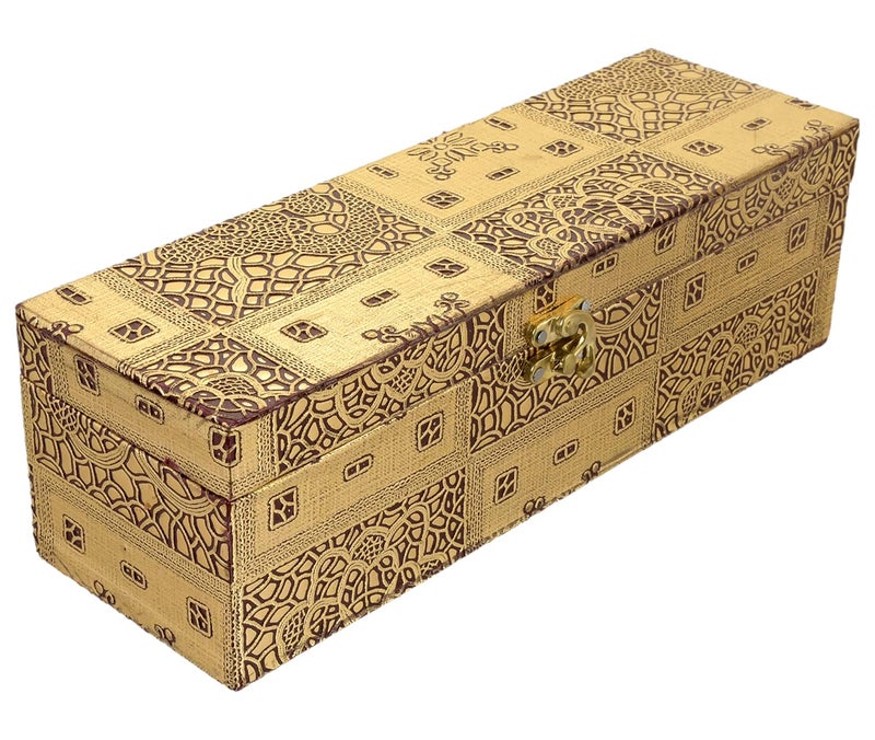 Kuber Industries Kuber Industries Multipurpose Wooden Emobssed Design 1 Rod Bangle Box/Organizer/Case With Swing Arm Lock System (Gold)-47KM0545  - Image 1