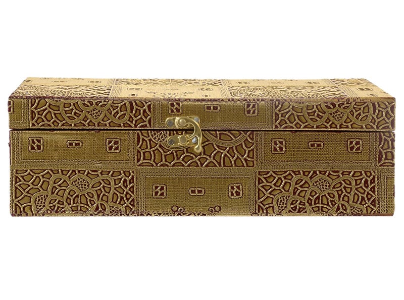 Kuber Industries Kuber Industries Multipurpose Wooden Emobssed Design 1 Rod Bangle Box/Organizer/Case With Swing Arm Lock System (Gold)-47KM0545  - Image 2
