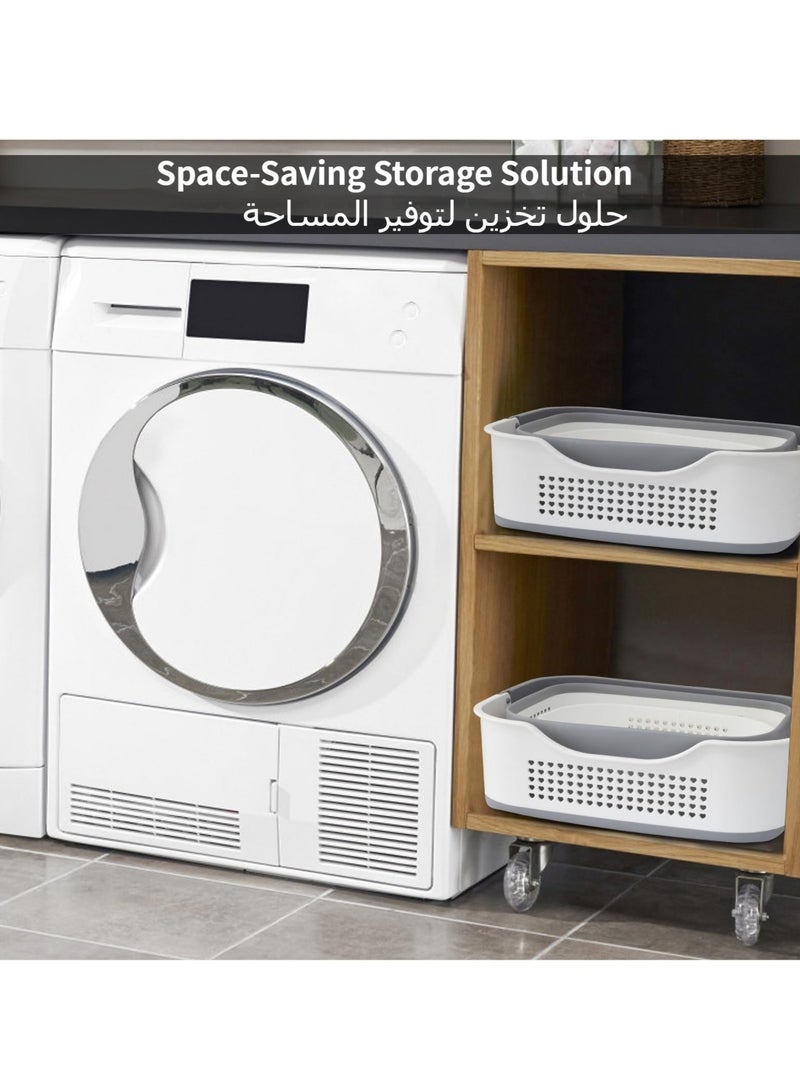 Anmi 40L Foldable Laundry Basket with Handle (Dark Grey) - Image 3