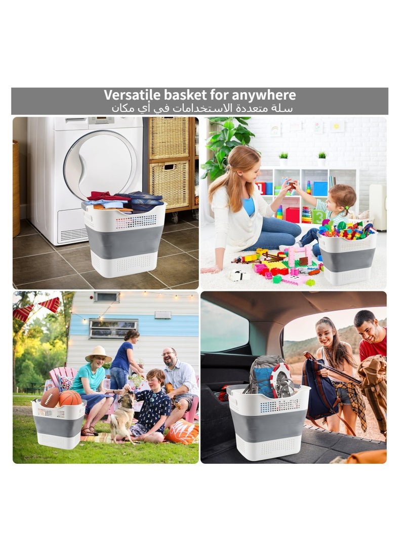 Anmi 40L Foldable Laundry Basket with Handle (Dark Grey) - Image 5