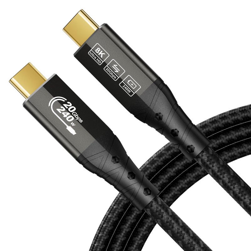 ZIKNYDO USB C Cable 10FT, USBC 3.2 20Gbps Data transfer, 240W Fast Charging Type C to Type C, 4K@144Hz / 60Hz, 8K@30Hz USB C Monitor Video Cable for Thunderbolt 4, MacBook Pro, iPad, Dell XPS, VR (3m) - Image 1