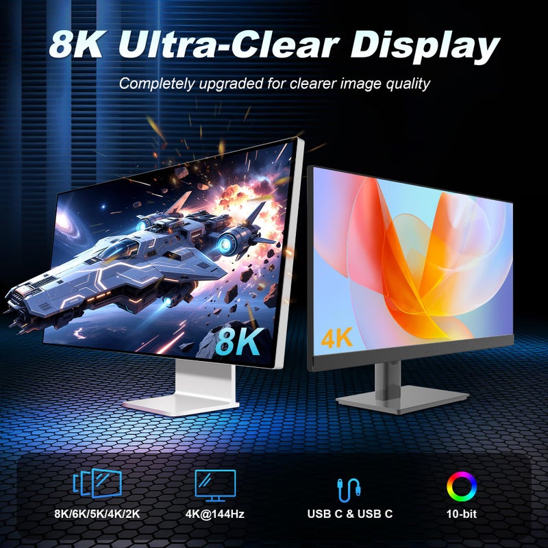 ZIKNYDO USB C Cable 10FT, USBC 3.2 20Gbps Data transfer, 240W Fast Charging Type C to Type C, 4K@144Hz / 60Hz, 8K@30Hz USB C Monitor Video Cable for Thunderbolt 4, MacBook Pro, iPad, Dell XPS, VR (3m) - Image 3