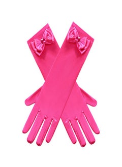 Loquat Girls' Spring and Autumn Long Gloves Rose Red  - Image 1