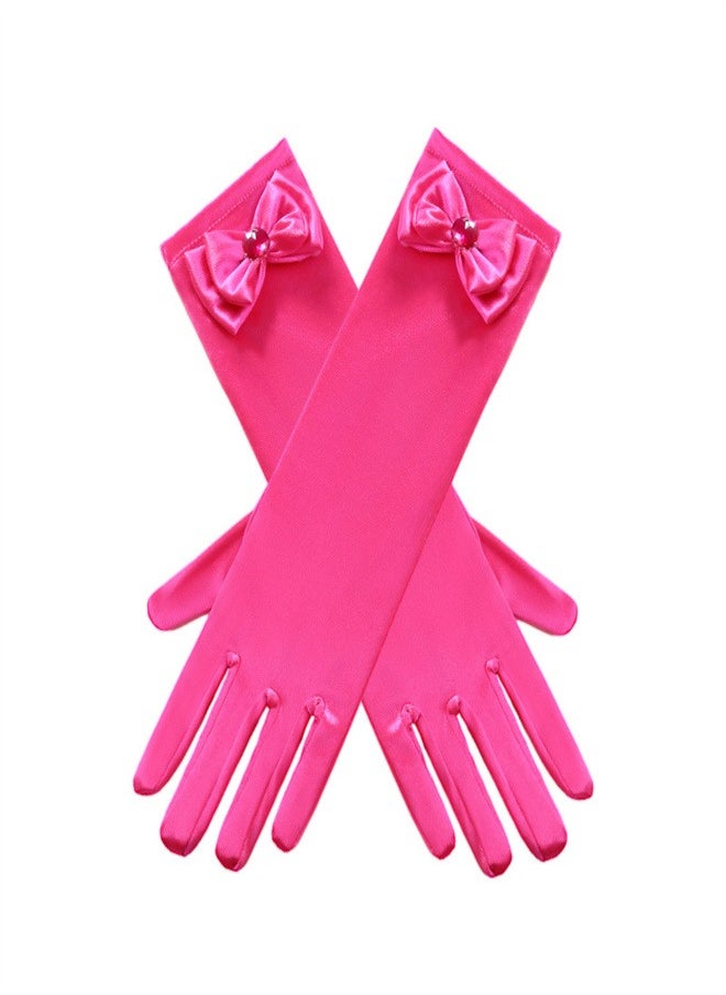 Loquat Girls' Spring and Autumn Long Gloves Rose Red  - Image 1