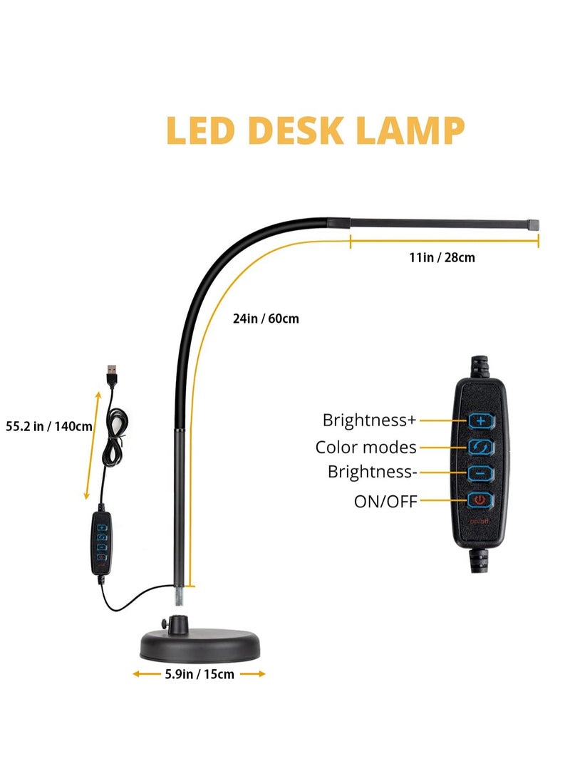 LOOPITYS - LED Desk Lamp, Swing Arm Architect Task Lamp with Long Flexible Gooseneck, 3 Color Modes, and USB Adapter, Dimmable Desk Light for Home/Office/Drafting/Reading/Piano - Image 1