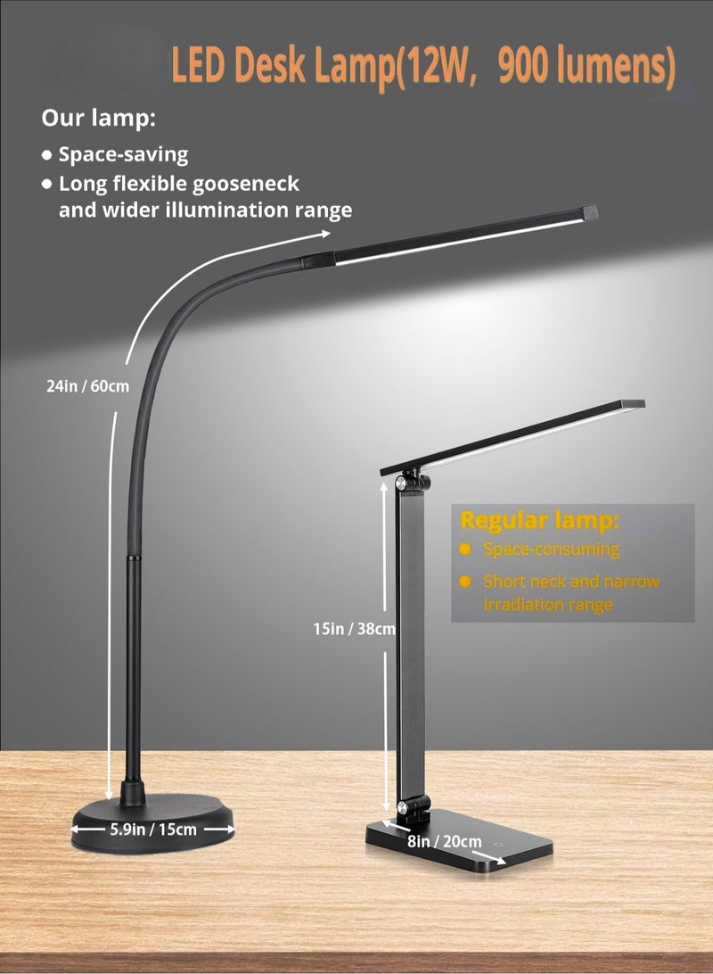 LOOPITYS LED Desk Lamp, Swing Arm Architect Task Lamp with Long Flexible Gooseneck, 3 Color Modes, and USB Adapter, Dimmable Desk Light for Home/Office/Drafting/Reading/Piano - Image 5