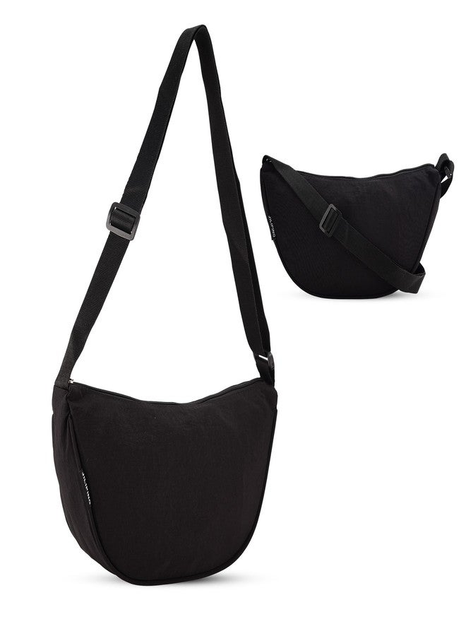 RarePicks Crossbody Sling Bags for Women & Men | Adjustable Strap Half Moon Sling Bag, Water Resistant Crescent Crossbody Travel Purse, Unisex Chest Bag, Stylish Fanny & Waist Handbag (Black) - Image 1