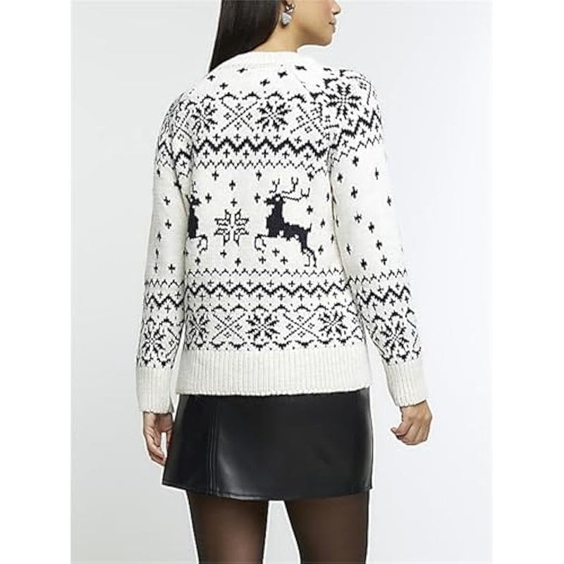 Loquat Women Cute  Graphic Sweater Ugly Floral Long Sleeve Crew Neck Knit Pullover Top Funny Xmas Winter Outfits - Image 4