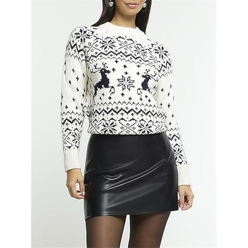 Loquat Women Cute  Graphic Sweater Ugly Floral Long Sleeve Crew Neck Knit Pullover Top Funny Xmas Winter Outfits - Image 3